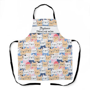 Funny French Bull Dogs Wearing Glasses Dog Mom Dad Apron