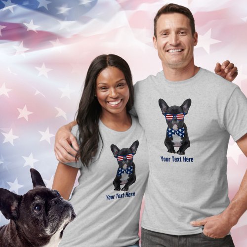 Funny French Bulldog 4th of July USA Custom T_Shirt