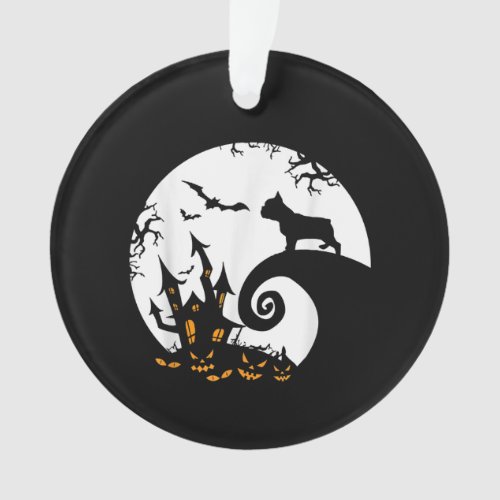 Funny French Bulldog And Moon Halloween Costume Ornament