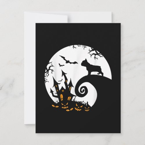 Funny French Bulldog And Moon Halloween Costume Thank You Card