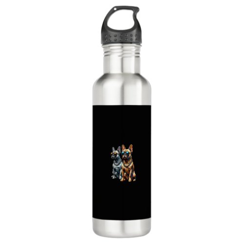 Funny French Bulldog Animal Lover Dogs Graphic Art Stainless Steel Water Bottle