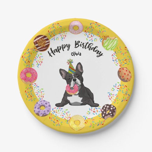 Funny French Bulldog Birthday Party Paper Plate