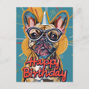 Funny French Bulldog Birthday Postcard
