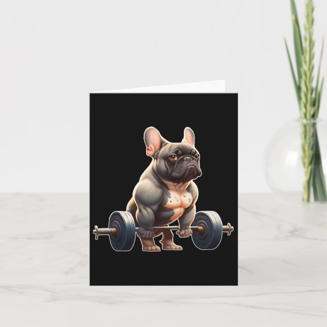 Funny French Bulldog Bodybuilding Gym Frenchie Wei Card (Front)