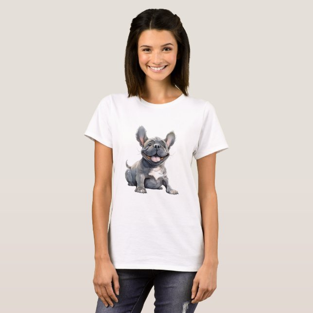 Funny French Bulldog Cartoon  T-Shirt (Front Full)