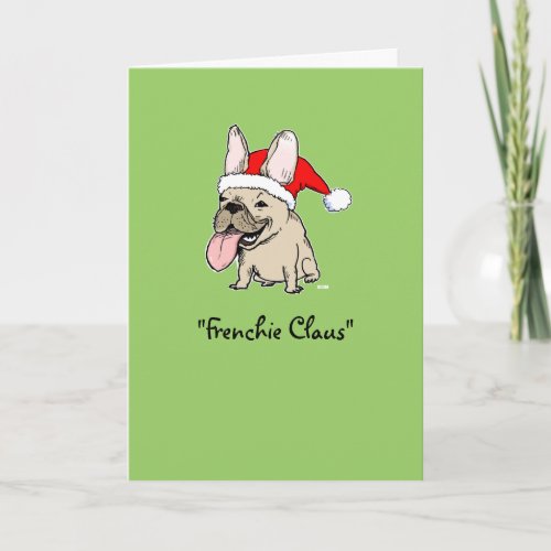 Funny French Bulldog Christmas Cute Frenchie Santa Holiday Card