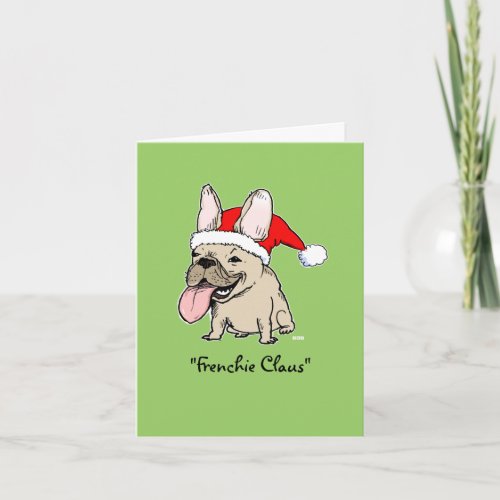 Funny French Bulldog Christmas Frenchie Santa Holiday Card