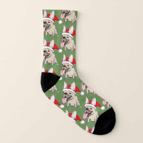 Funny French Bulldog Christmas Holiday Pattern Socks