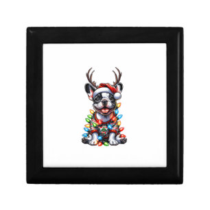 Funny French Bulldog Christmas Light Santa Hat Rei Gift Box