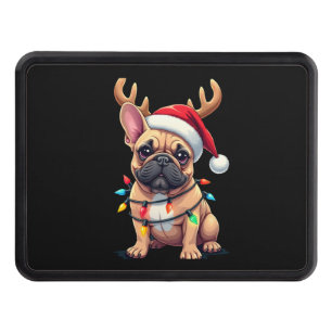 Funny French Bulldog Christmas Light Santa Hat Rei Hitch Cover
