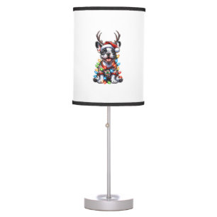 Funny French Bulldog Christmas Light Santa Hat Rei Table Lamp