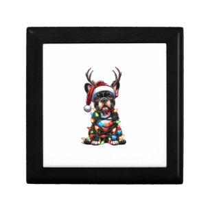 Funny French Bulldog Christmas Santa Hat Light Rei Gift Box