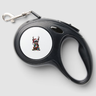 Funny French Bulldog Christmas Santa Hat Light Rei Retractable Pet Leash