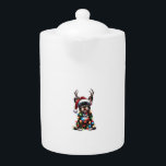 Funny French Bulldog Christmas Santa Hat Light Rei Teapot<br><div class="desc">Funny French Bulldog Christmas Santa Hat Light Reindeer Horn</div>