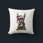 Funny French Bulldog Christmas Santa Hat Light Rei Throw Pillow<br><div class="desc">Funny French Bulldog Christmas Santa Hat Light Reindeer Horn</div>