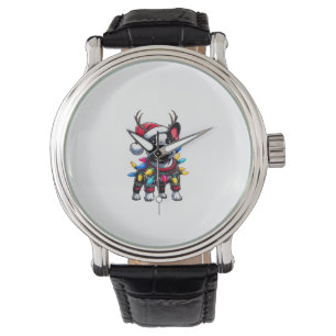 Funny French Bulldog Christmas Santa Hat Light Rei Watch