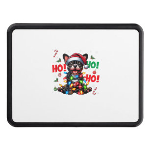 Funny French Bulldog Christmas Santa Hat Lights HO Hitch Cover