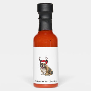 Funny French Bulldog Christmas Santa Hat Reindeer  Hot Sauces