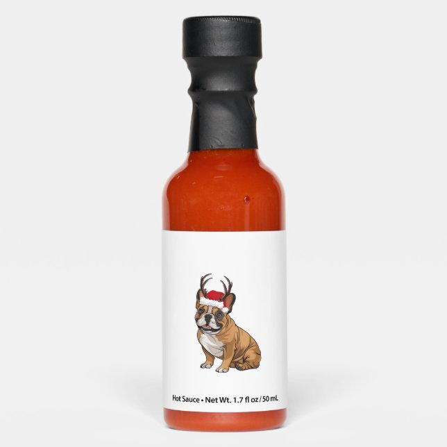 Funny French Bulldog Christmas Santa Hat Reindeer  Hot Sauces (Front)