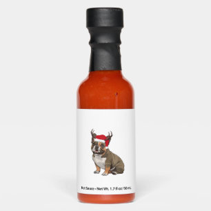 Funny French Bulldog Christmas Santa Hat Reindeer  Hot Sauces