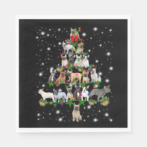 Funny French Bulldog Christmas Tree Ornaments Deco Napkins