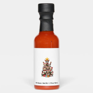 Funny French Bulldog Christmas Tree Santa Hat Snow Hot Sauces