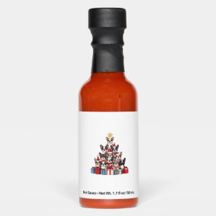 Funny French Bulldog Christmas Tree Santa Hat Snow Hot Sauces