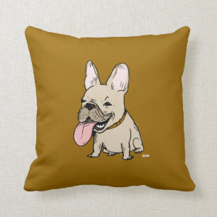 Funny French Bulldog - Color Customizable Throw Pillow