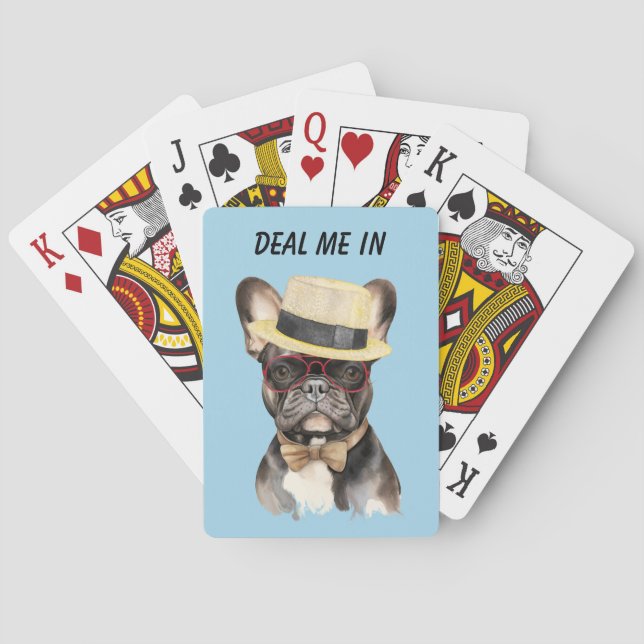 Funny French Bulldog Deal Me In Poker Cards (Back)