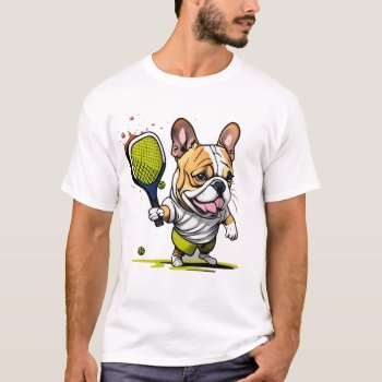 Funny French Bulldog Dog Playing Pickleball T-shirt by Petspower at Zazzle