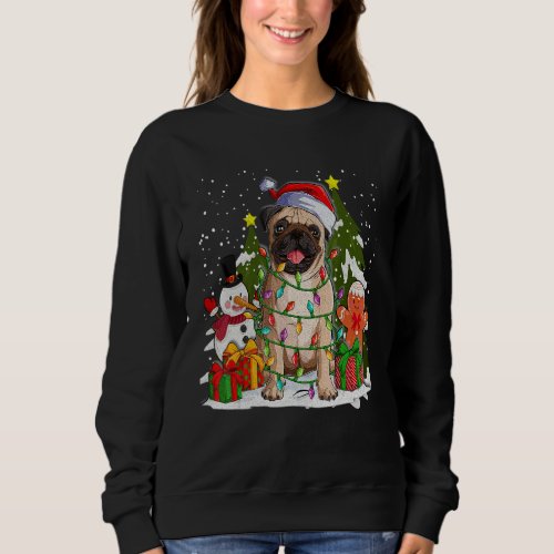 Funny French Bulldog Dog Tree Christmas Lights Xma Sweatshirt