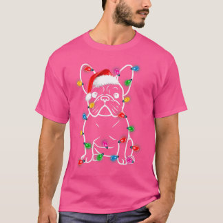 Funny French Bulldog Dog Tree Christmas Lights Xma T-Shirt