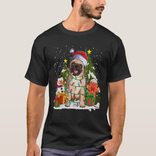 Funny French Bulldog Dog Tree Christmas Lights Xma T_Shirt