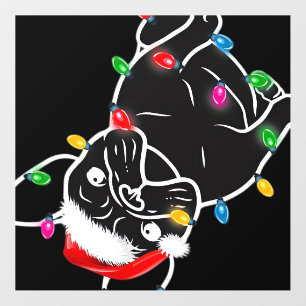 Funny French Bulldog Dog Tree Christmas Lights Xma Wall Decal