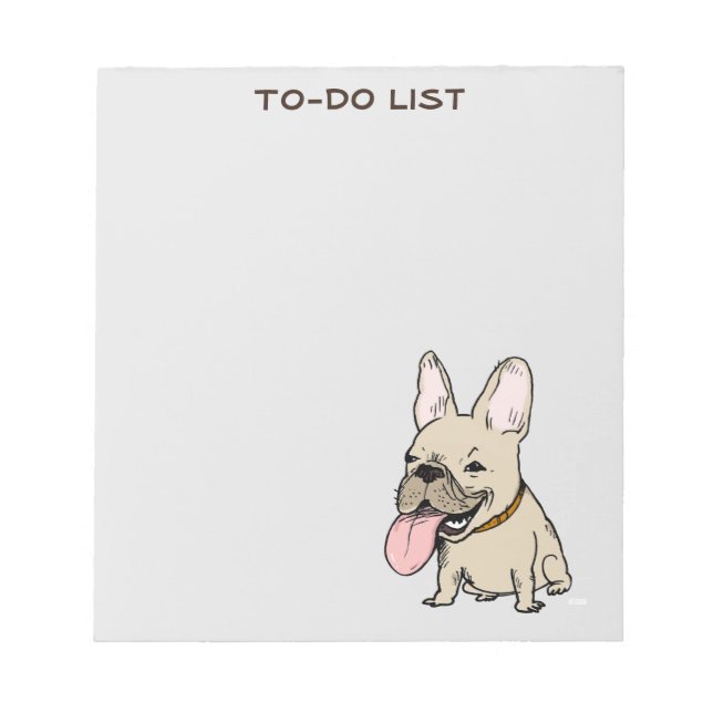 Funny French Bulldog Drawing Frenchie Custom Text Notepad (Front)