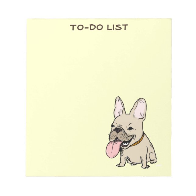 Funny French Bulldog Drawing Frenchie Custom Text Notepad (Front)
