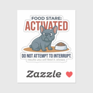 Funny French Bulldog Food Stare Activated Dog Love Sticker