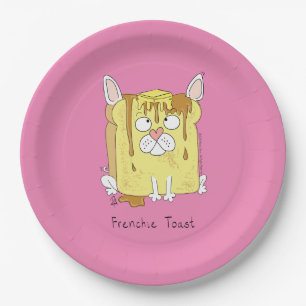 Funny French Bulldog Frenchie Cute Dog Cartoon Paper Plates