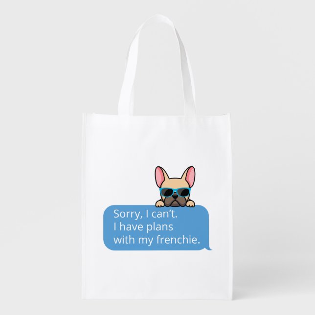 Funny French Bulldog Grocery Bag (Front)