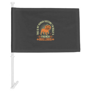 Funny French Bulldog Halloween Human Costume Desig Car Flag