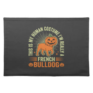 Funny French Bulldog Halloween Human Costume Desig Cloth Placemat