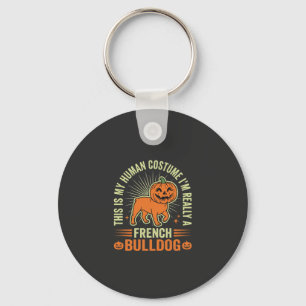 Funny French Bulldog Halloween Human Costume Desig Keychain