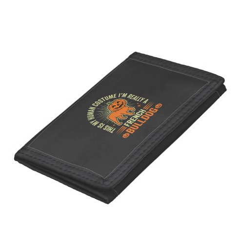 Funny French Bulldog Halloween Human Costume Desig Trifold Wallet