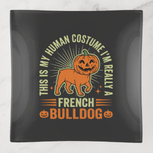 Funny French Bulldog Halloween Human Costume Desig Trinket Tray