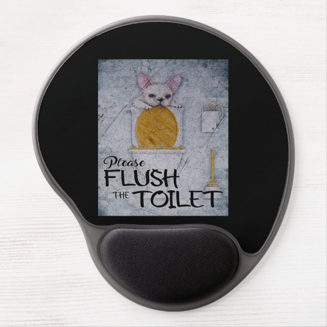 Funny French Bulldog In Toilet | Dog Lover Gifts Gel Mouse Pad (Front)