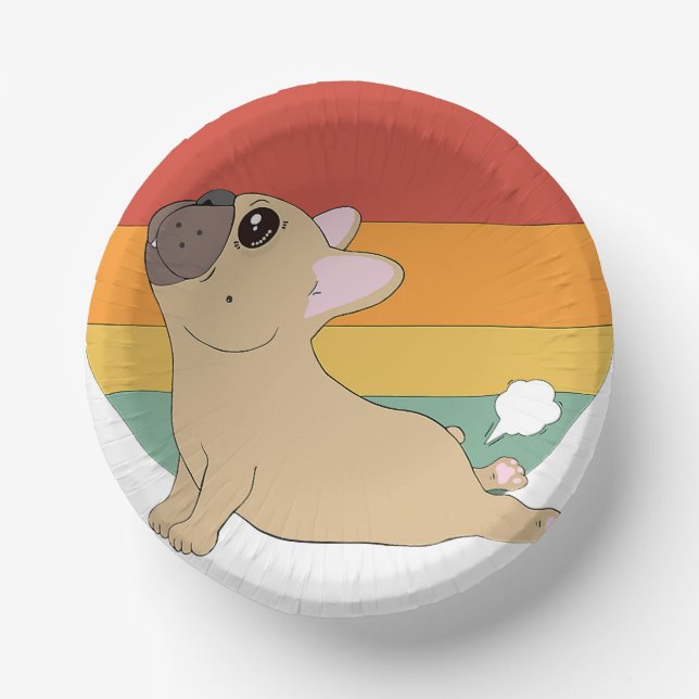 Funny French Bulldog In Yoga Pose Paper Bowls (Front)