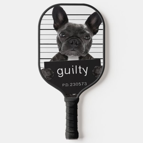 Funny French Bulldog Jail Mugshot Bad Dog Criminal Pickleball Paddle