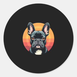 Funny French Bulldog Retro Outfits Clothes Cute Fr Classic Round Sticker
