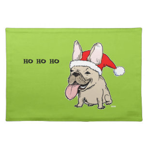 Funny French Bulldog Santa Christmas Holiday Dog Placemat