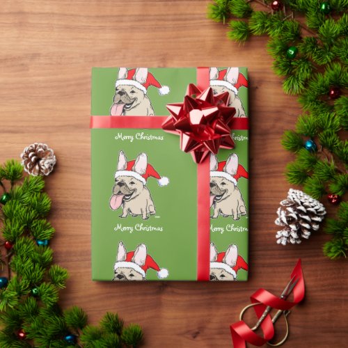 Funny French Bulldog Santa Christmas Pattern Cute Wrapping Paper